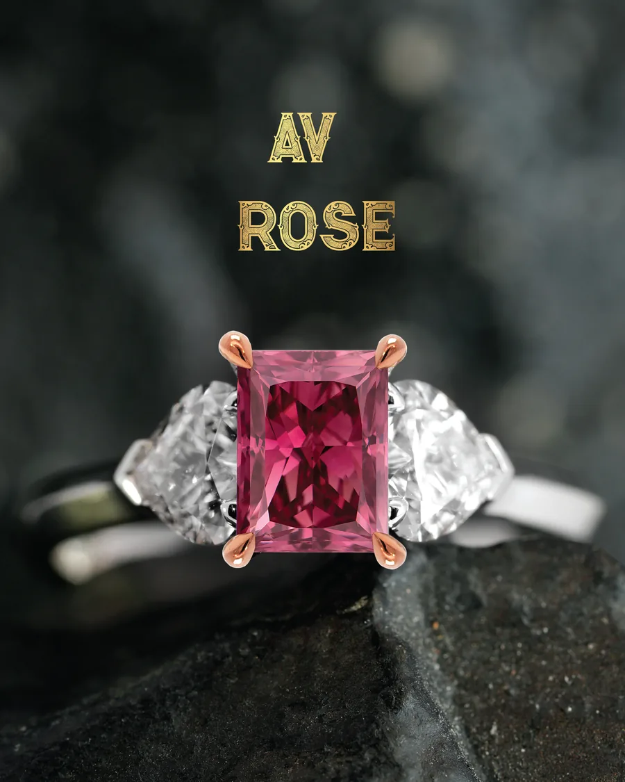 AV Rose — pink rubellite and diamond ring