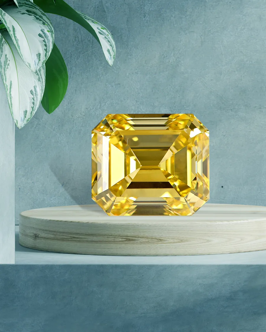 Fancy yellow emerald-cut diamond